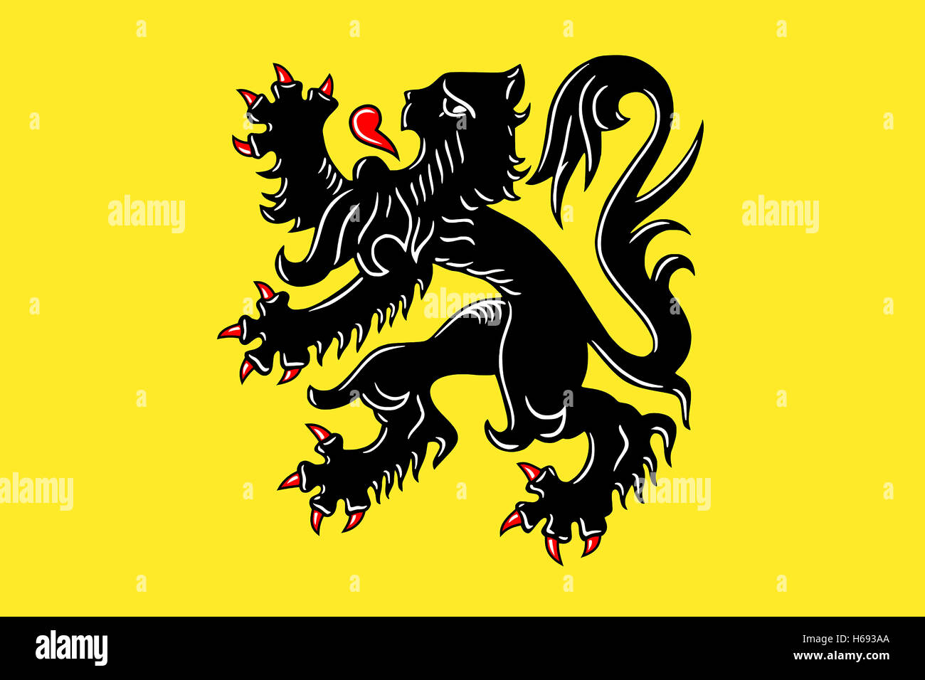Flag of the Belgian region of Flanders in Belgium. Stock Photo
