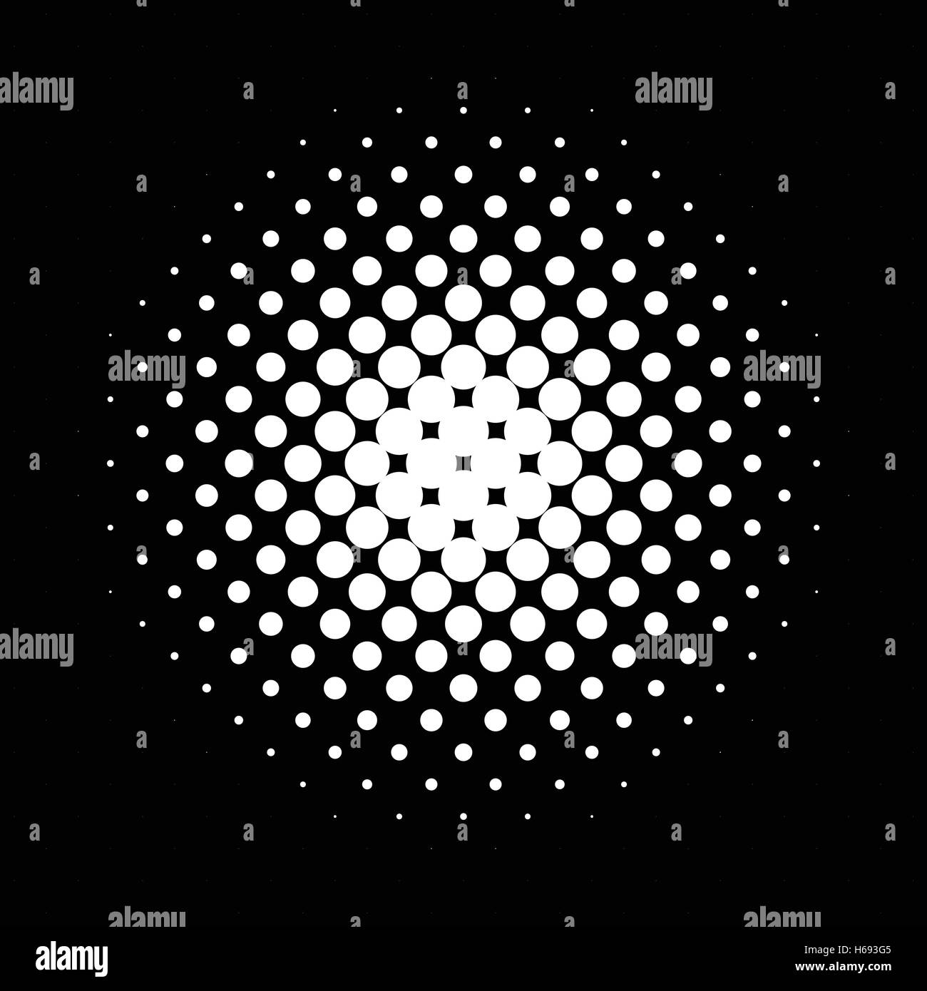 Circle halftone pattern / texture. Monochrome halftone dots. Stock Vector