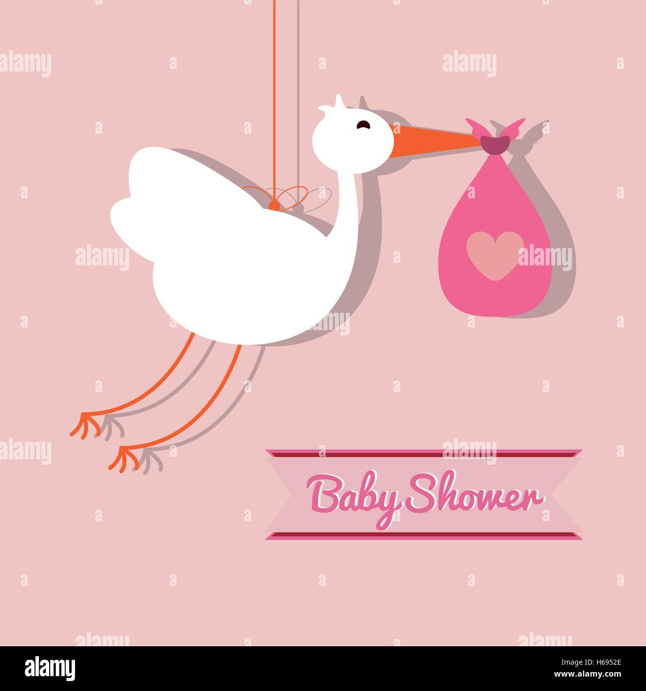 Stork with bag of baby shower card design Stock Vector Image & Art - Alamy