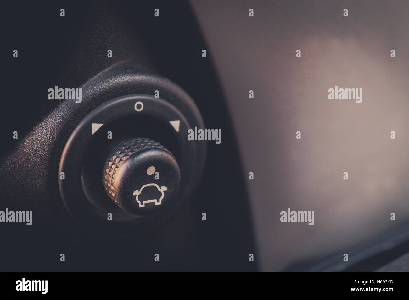 Close up image of an automatic side mirror adjustment buttons Stock