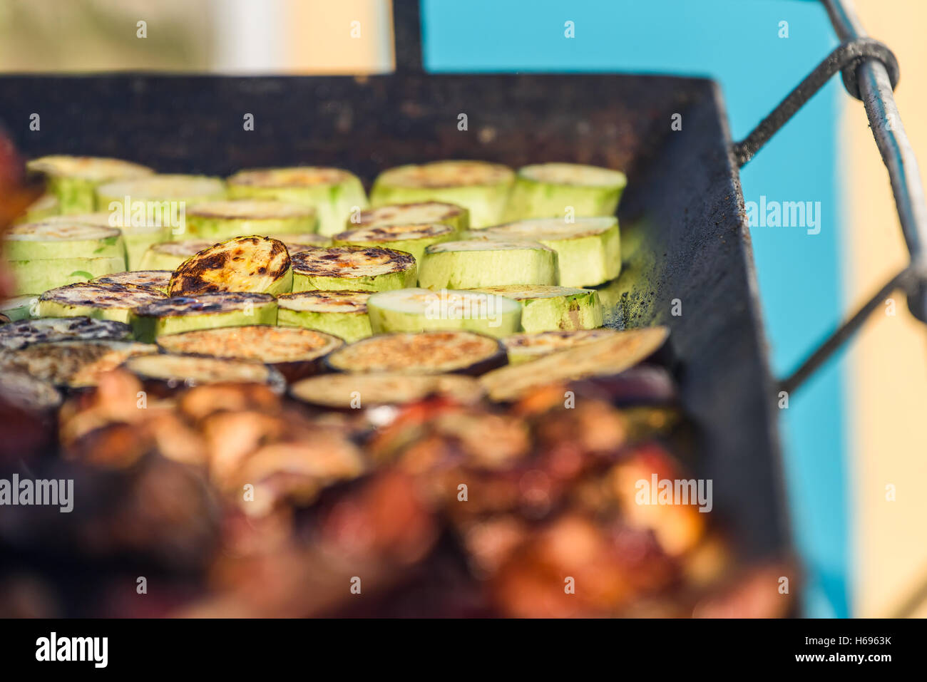 Preparing Grilled Vegetables On Barbecue Stock Photo