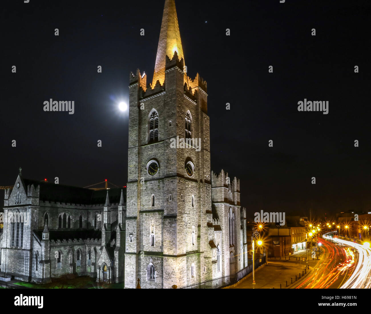Saint Patrick's cathedral night Stock Photo - Alamy