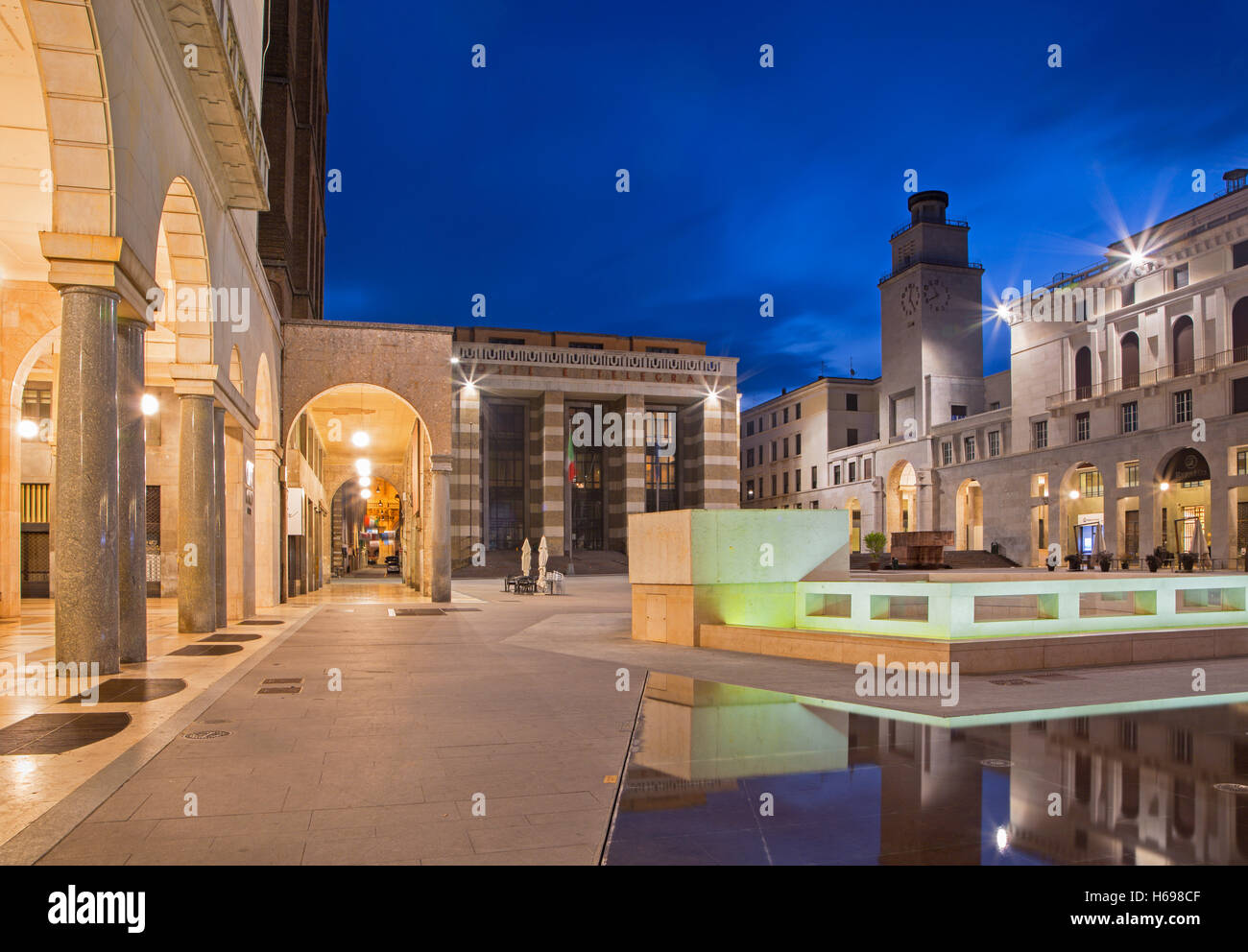 CREMONA, ITALY - MAY 23, 2016: The Piazza Cavour square at dusk. Stock Photo