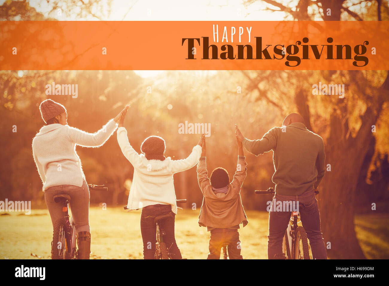 Composite image of digitally generated image of happy thanksgiving text Stock Photo