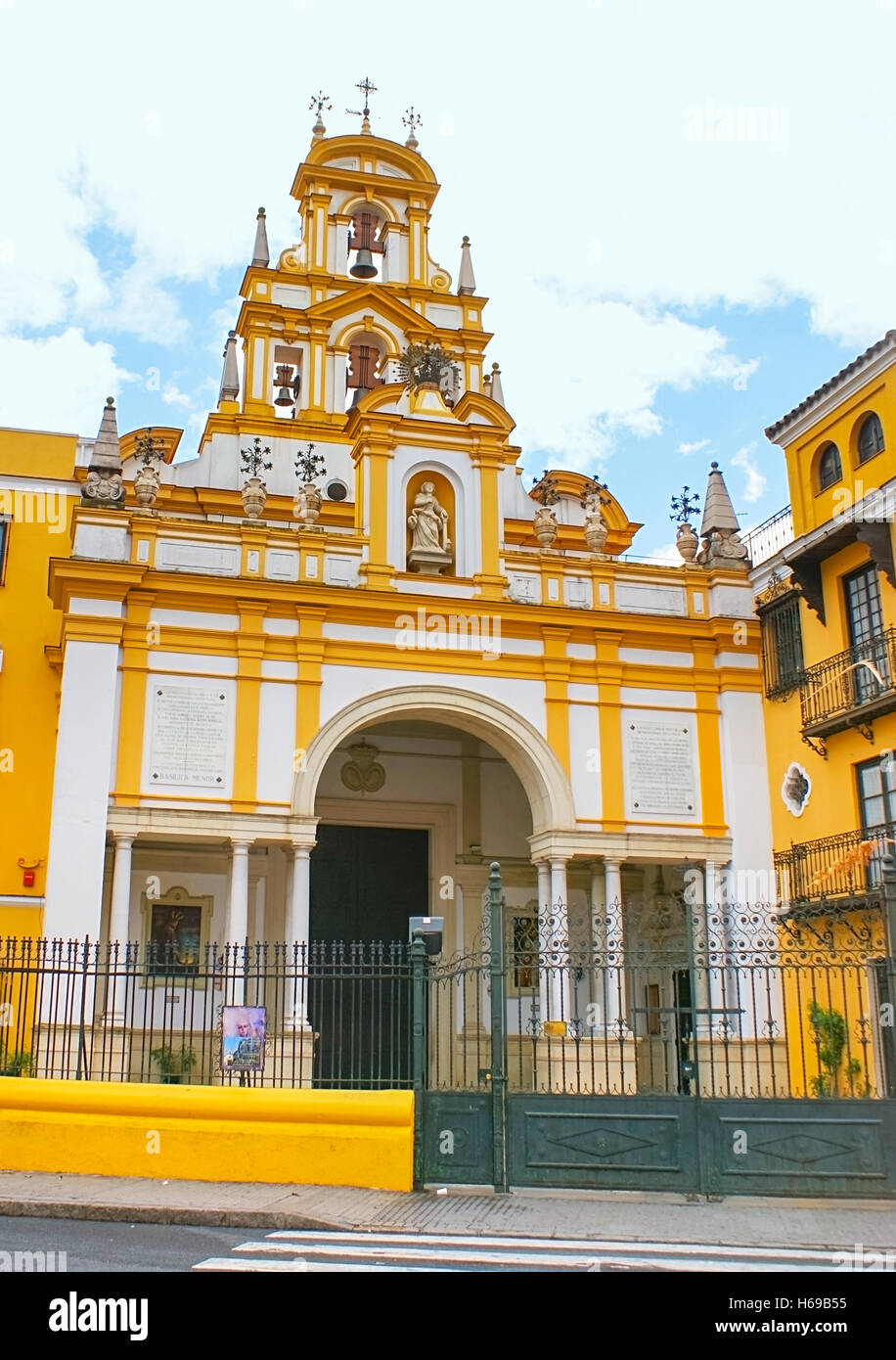 The Basilica of La Macarena is built in Neo-Baroque style and the Virgin La Macarena is the patron saint of the matadors Stock Photo