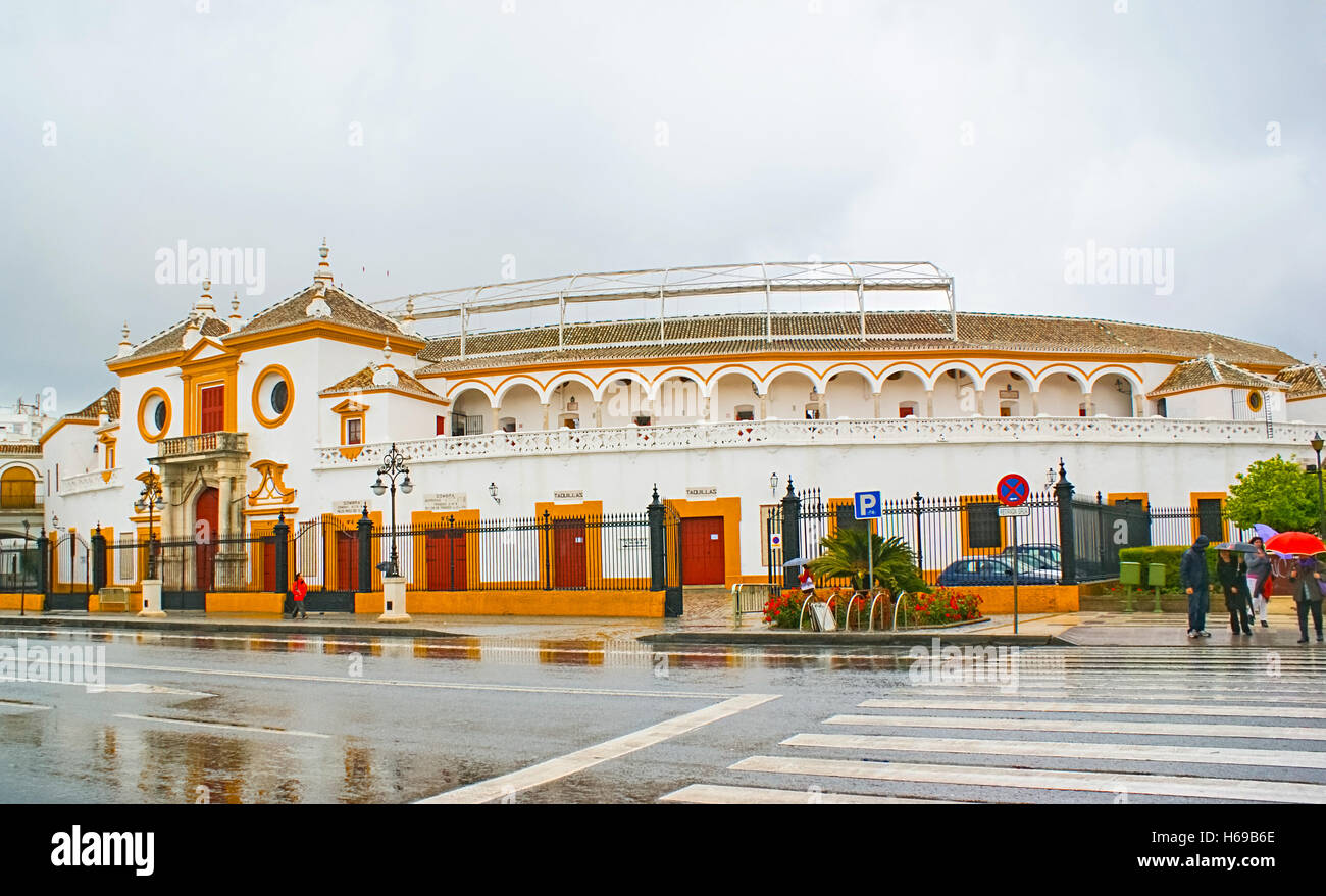 The Plaza de Toros de la Real Maestranza is the famous arena for bullfights Stock Photo