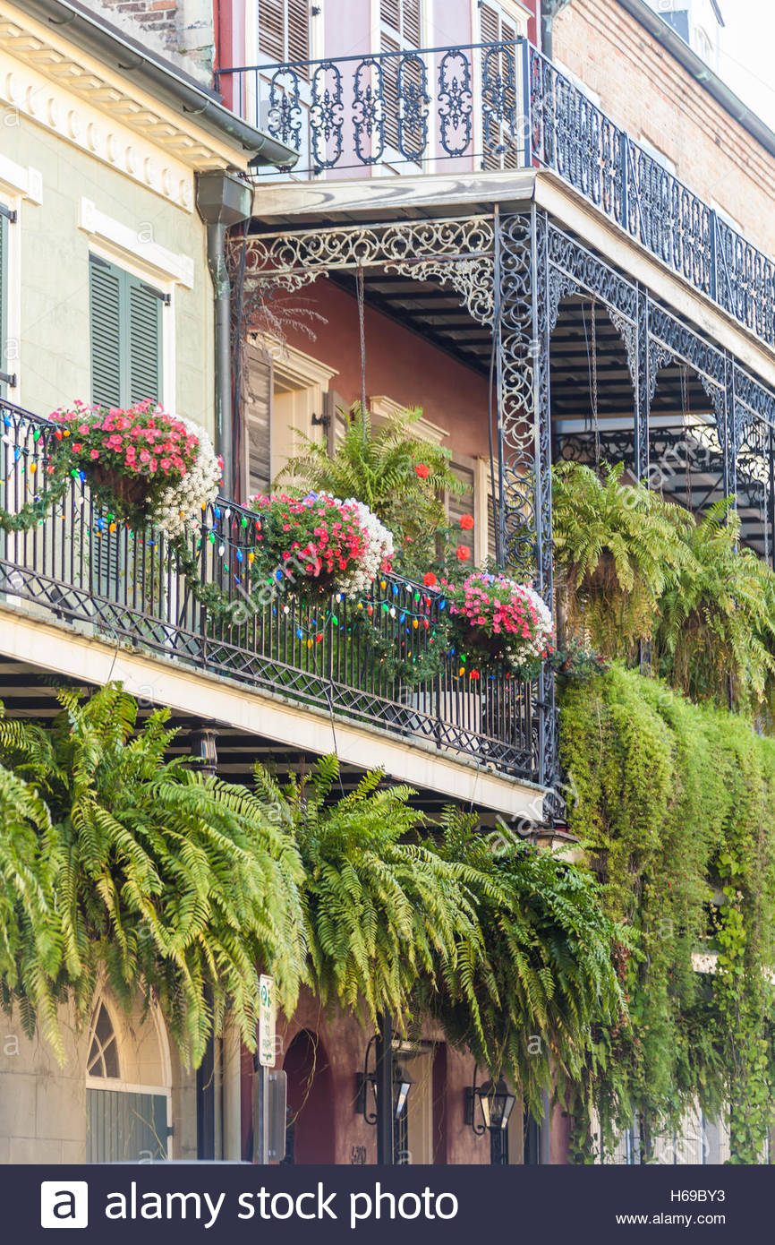 French Quarter Wrought Iron Balconies Stock Photos & French Quarter ...