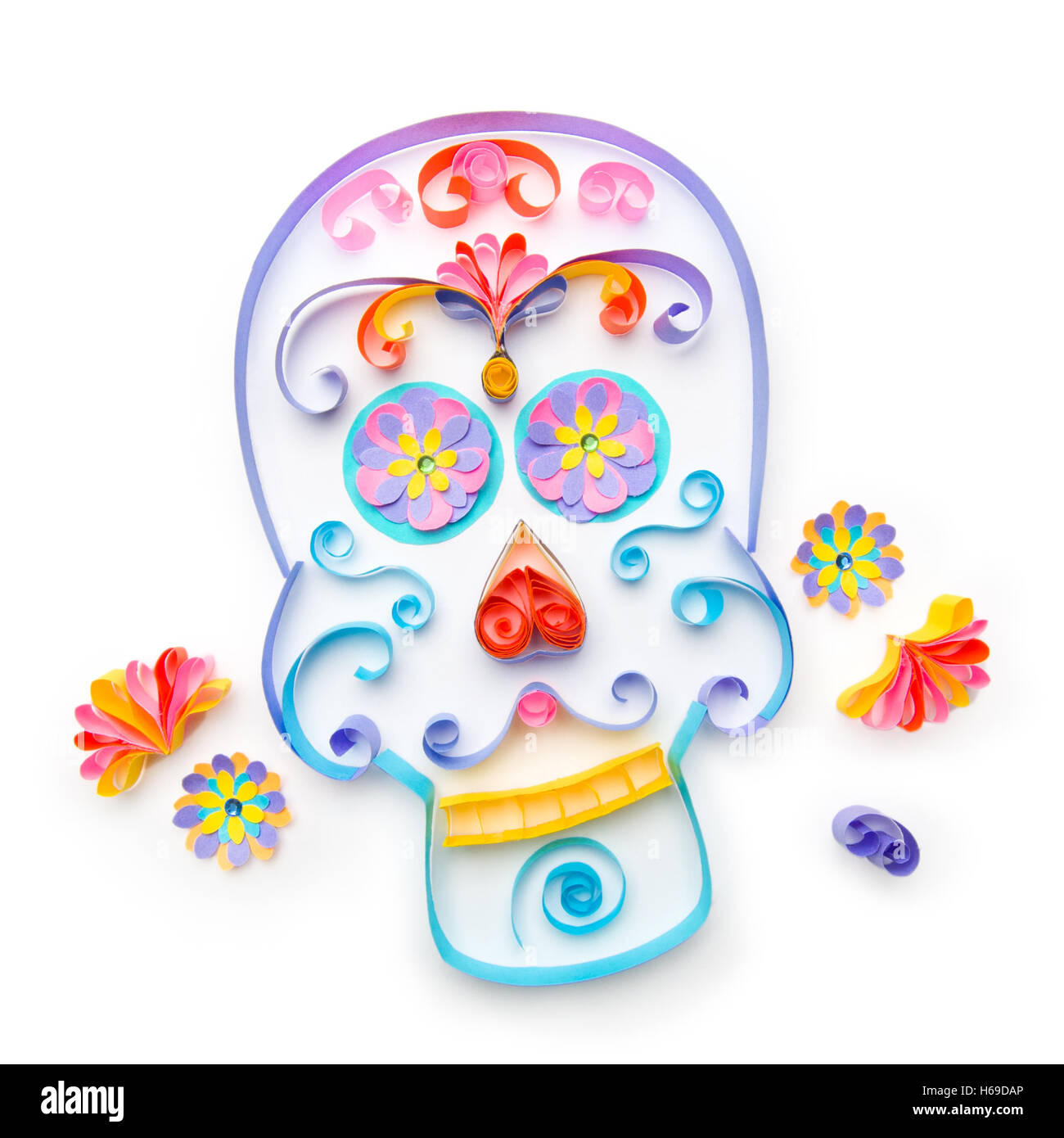 Sugar skull made with paper strips for "dia de los muertos" celebration Stock Photo