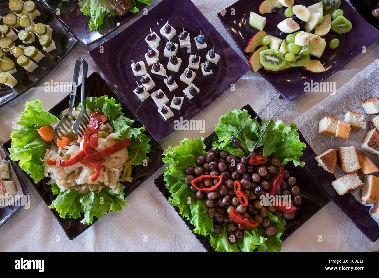 Food at the restaurant at Lekursi Castle in Sarande, Albania. Stock Photo