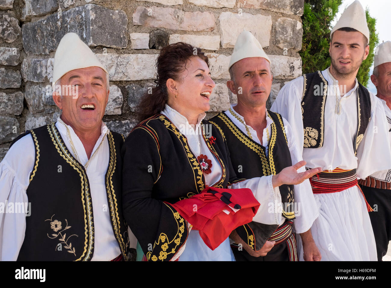 A group of Albanian folk singers at Lekursi Castle (Lëkurësi Castle) in
