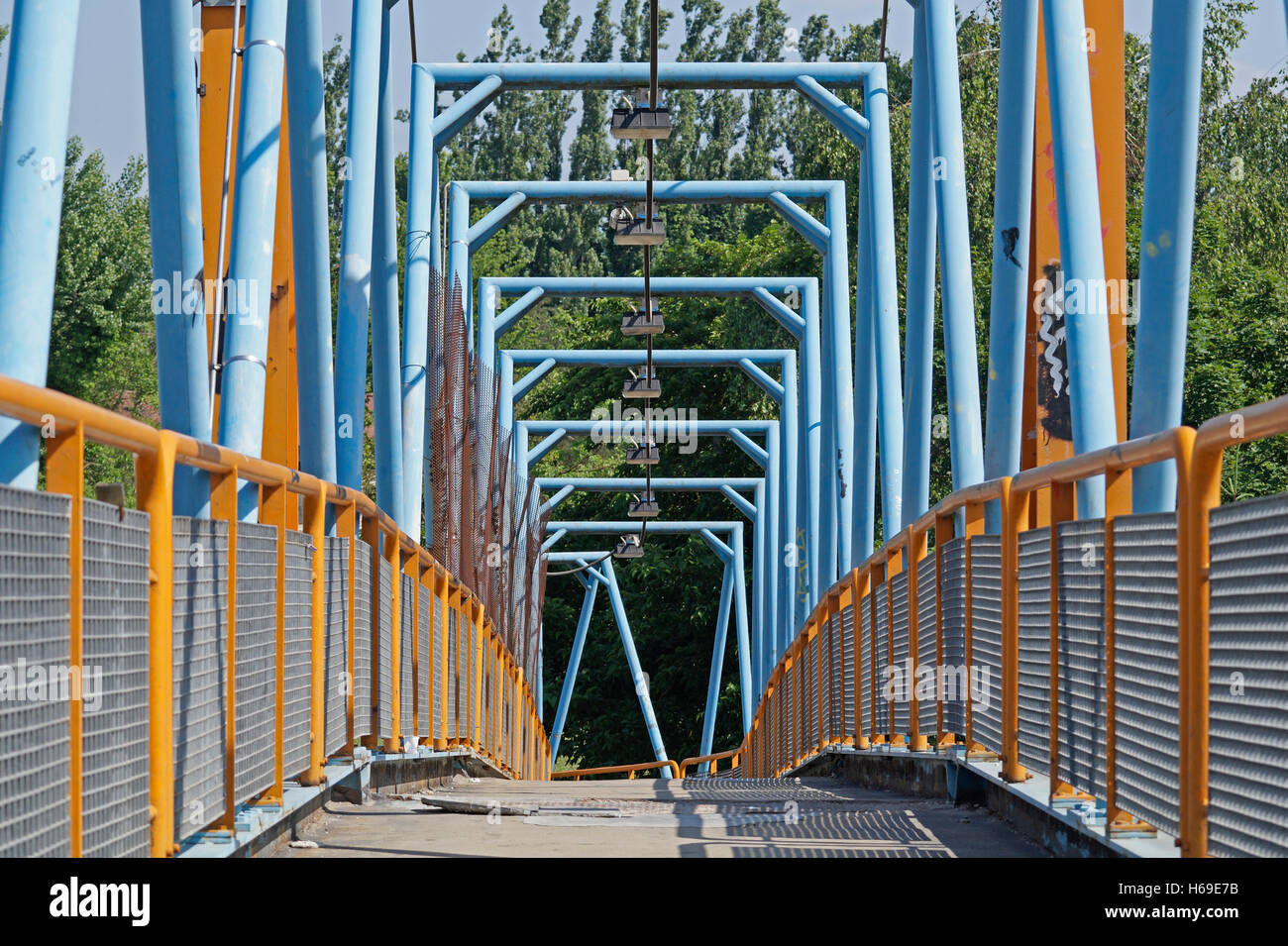 metallic footbridge Stock Photo