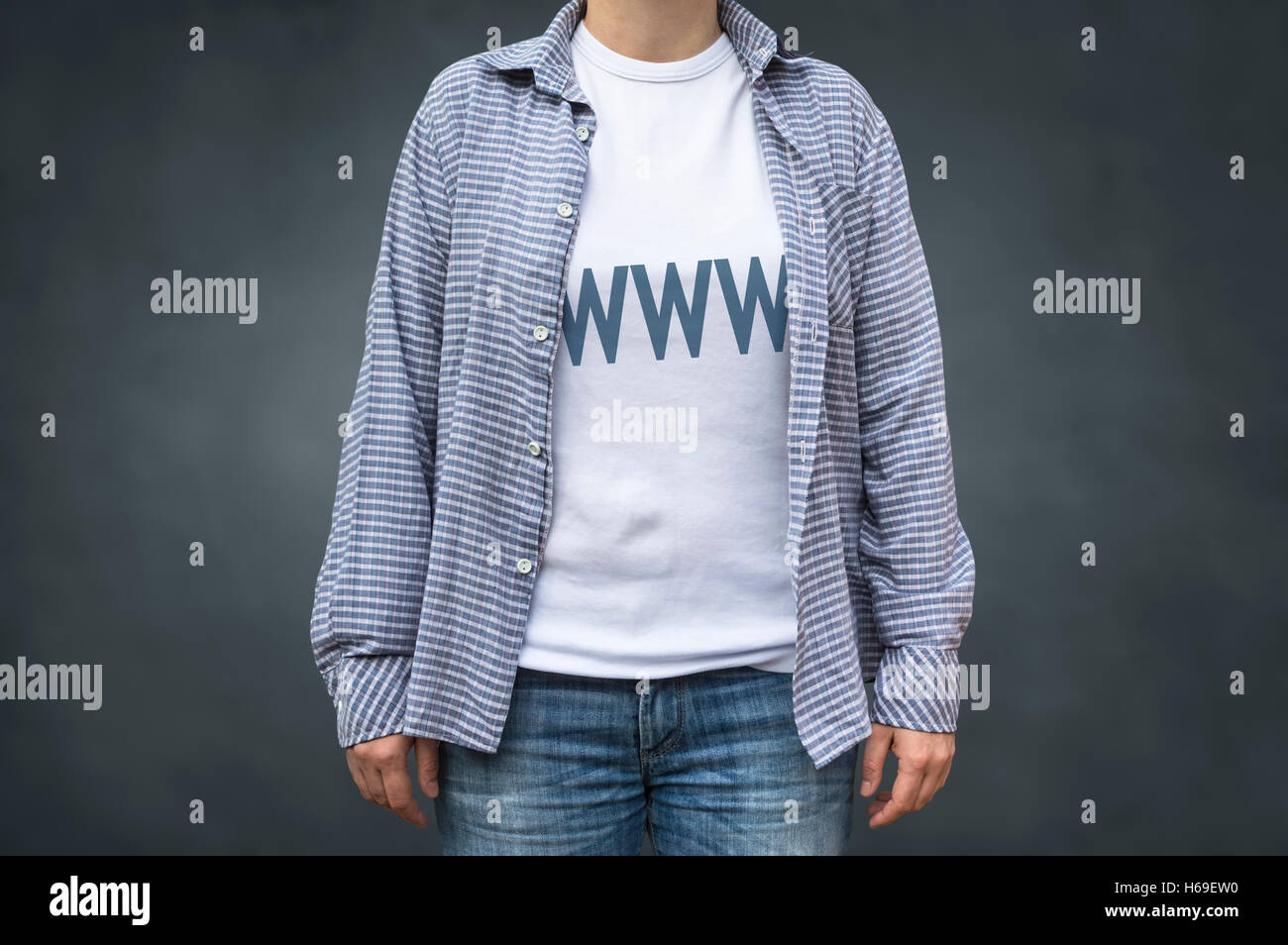 WWW internet surfer t-shirt. Fashion stylish print sport wear. Stock Photo