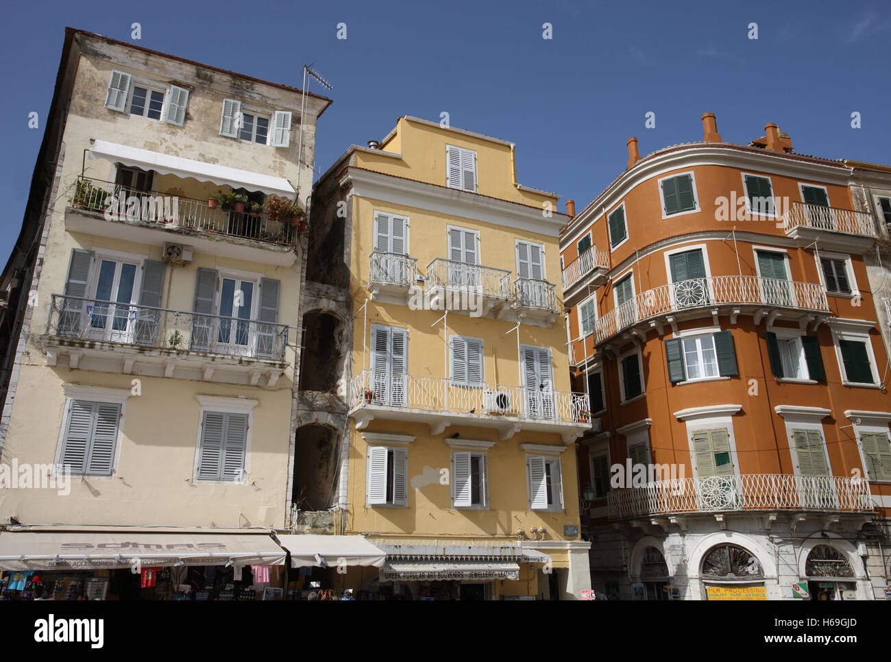 Italianate houses in Corfu Town Corfu Greece Stock Photo