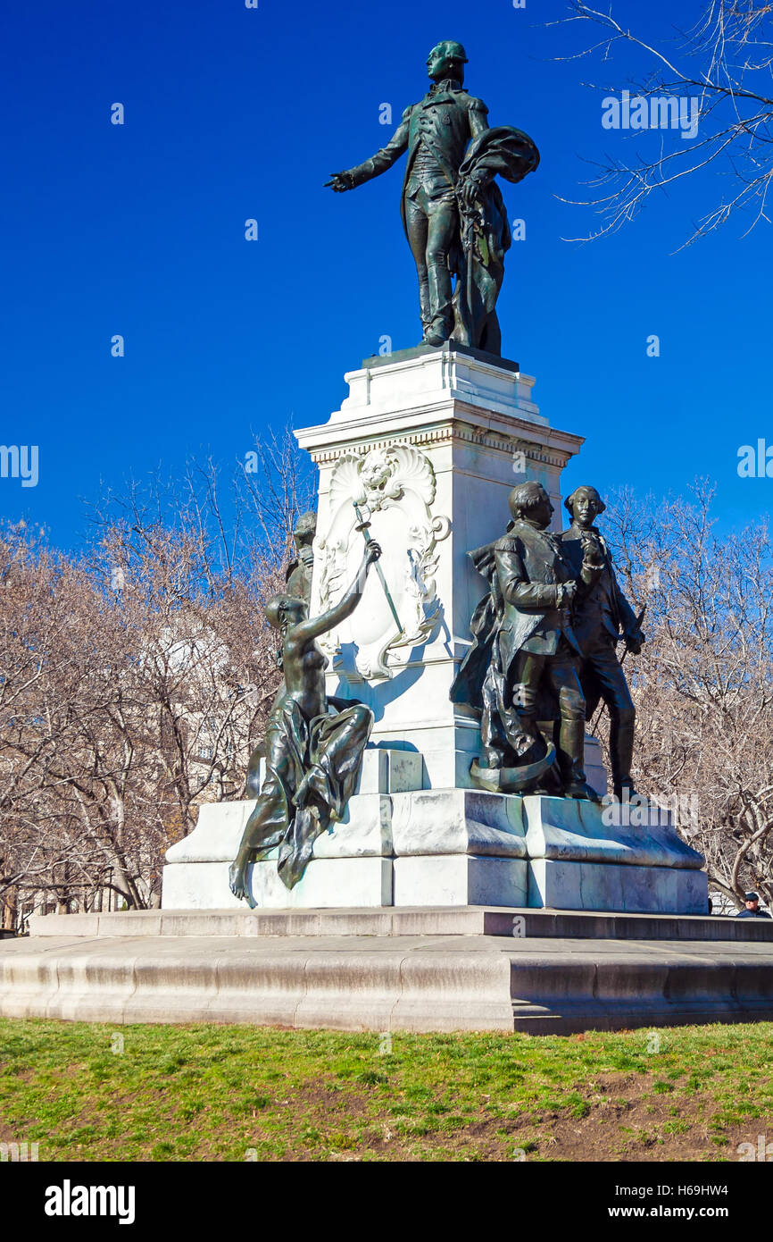 Statue of the Marquis de Lafayette (built 1891) a hero of the American Revolution on Lafayette