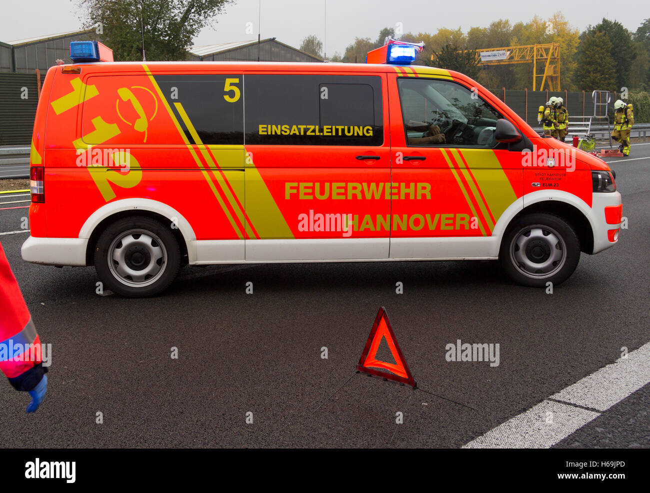 HANNOVER / GERMANY - OCTOBER 25, 2016: german firefighting truck stands ...