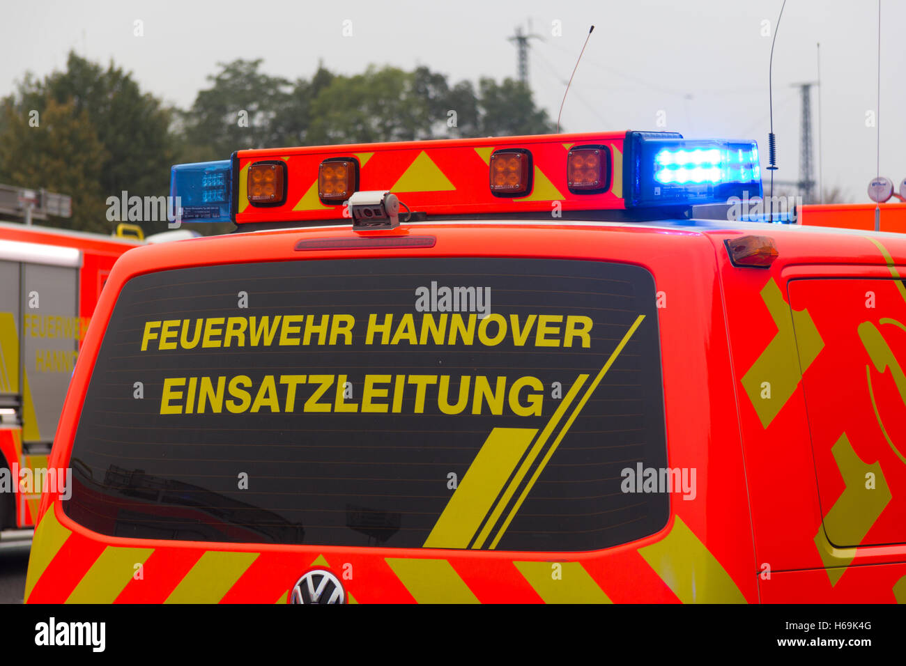 HANNOVER / GERMANY - OCTOBER 25, 2016: german firefighting truck stands ...