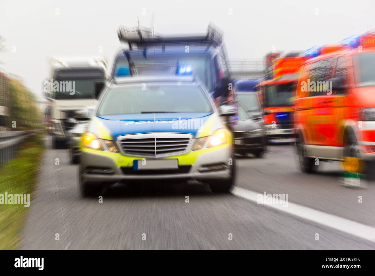 german police car on a freeway Stock Photo - Alamy