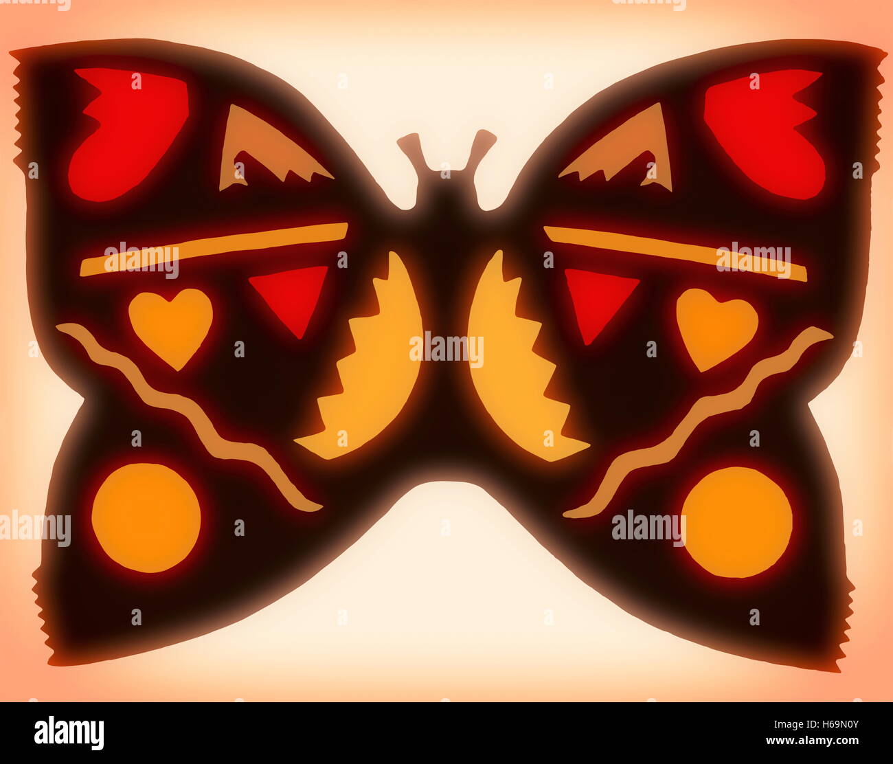 The butterfly image expressed here as symbol of transformation and the spirits through many forms. Stock Photo