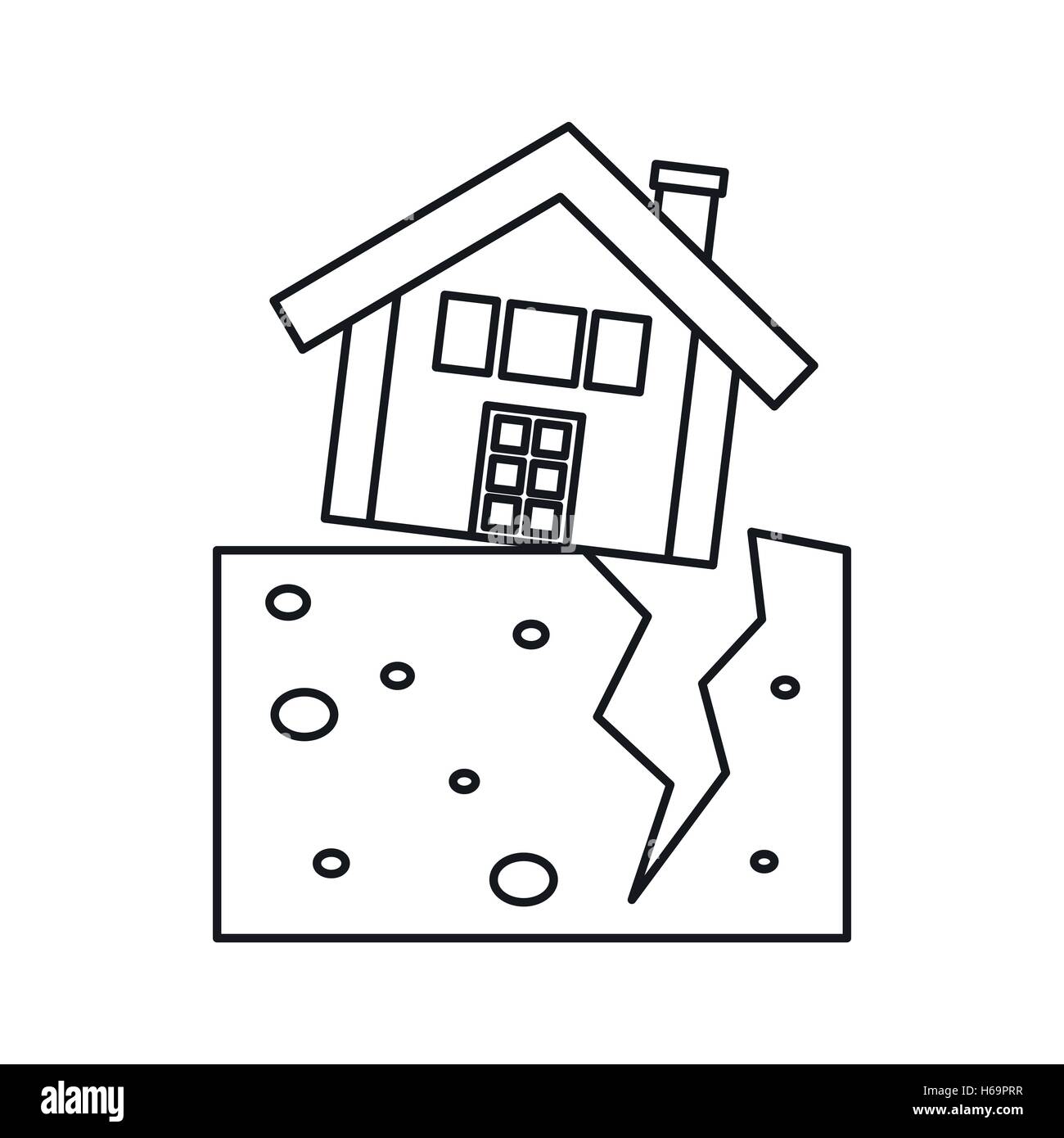 House after an earthquake icon, outline style Stock Vector Image & Art ...