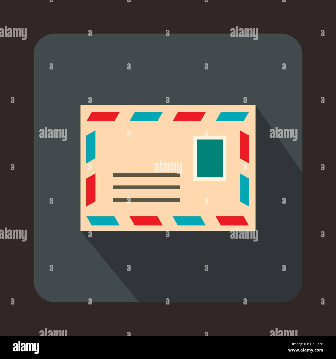Postage envelope with stamp icon, flat style Stock Vector Image & Art ...