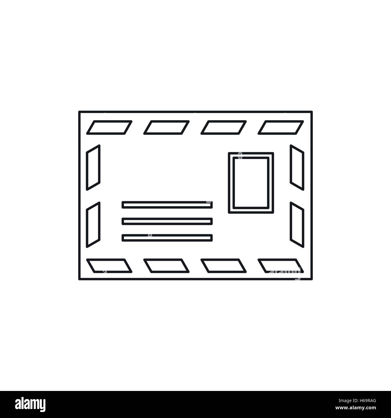 Postage envelope with stamp icon, outline style Stock Vector Image ...