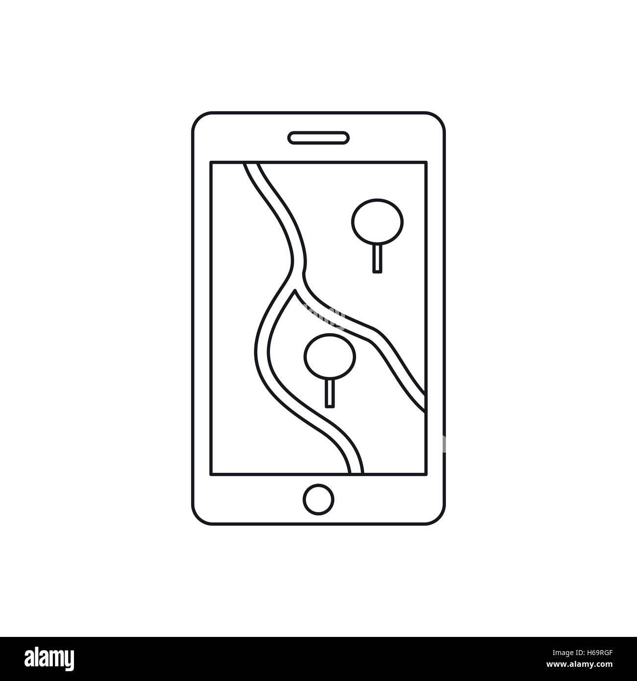 Smartphone with GPS navigator icon, outline style Stock Vector Image ...