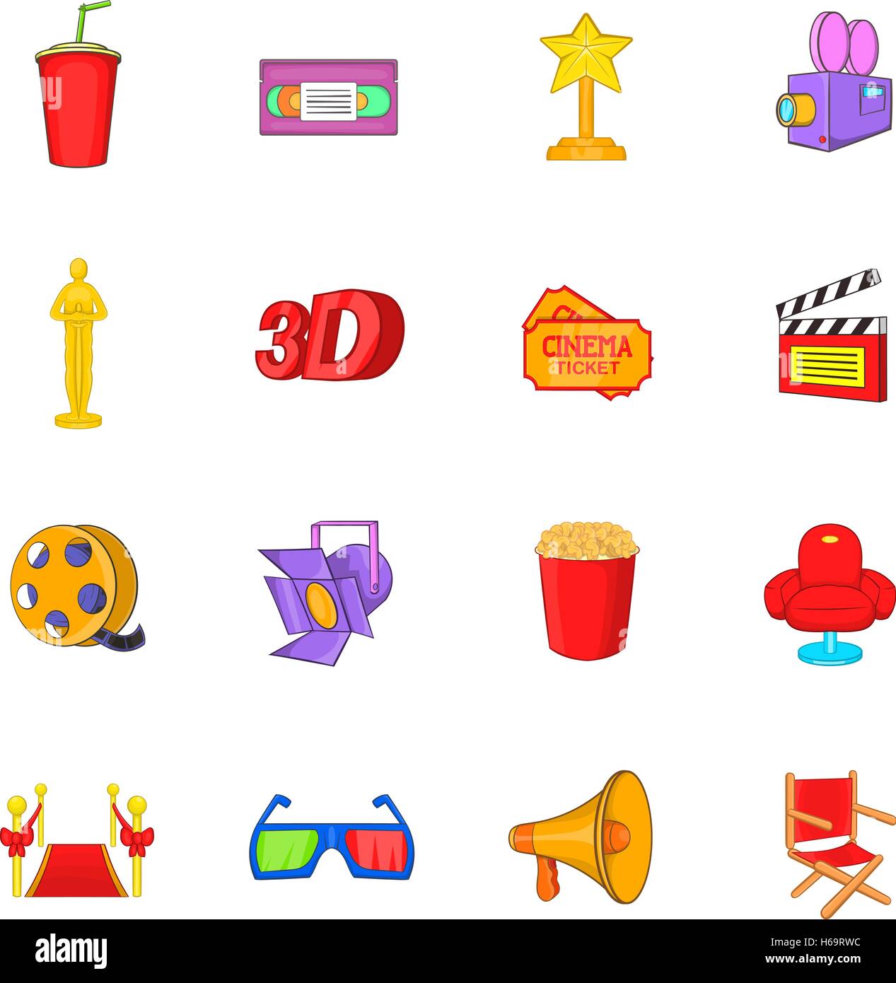 Cinema icons set, cartoon style Stock Vector Image & Art - Alamy