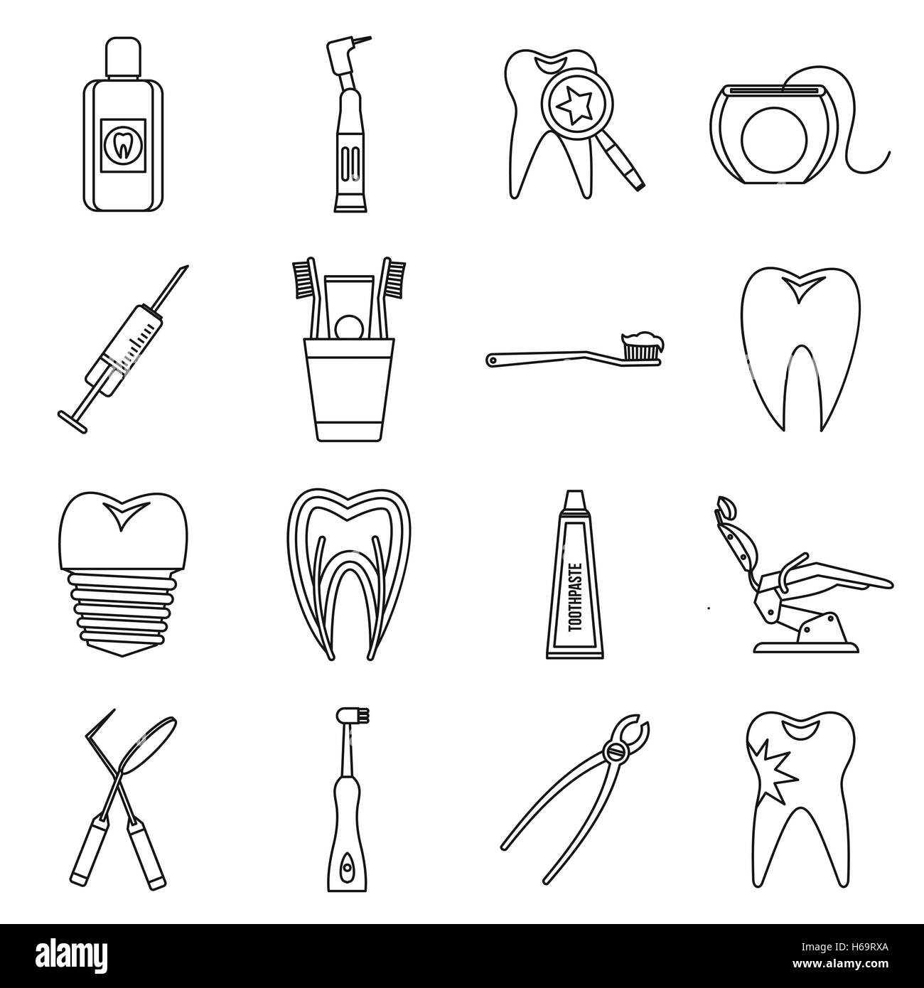 Dental care icons set, outline style Stock Vector Image & Art - Alamy