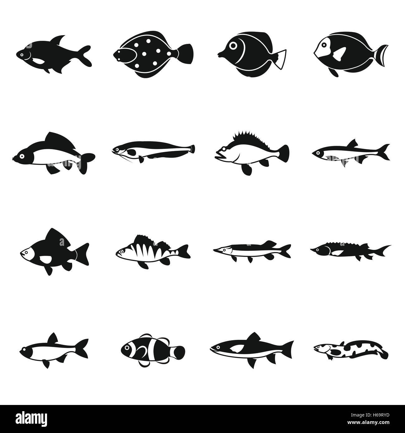 Cute fish icons set, simple style Stock Vector Image & Art - Alamy