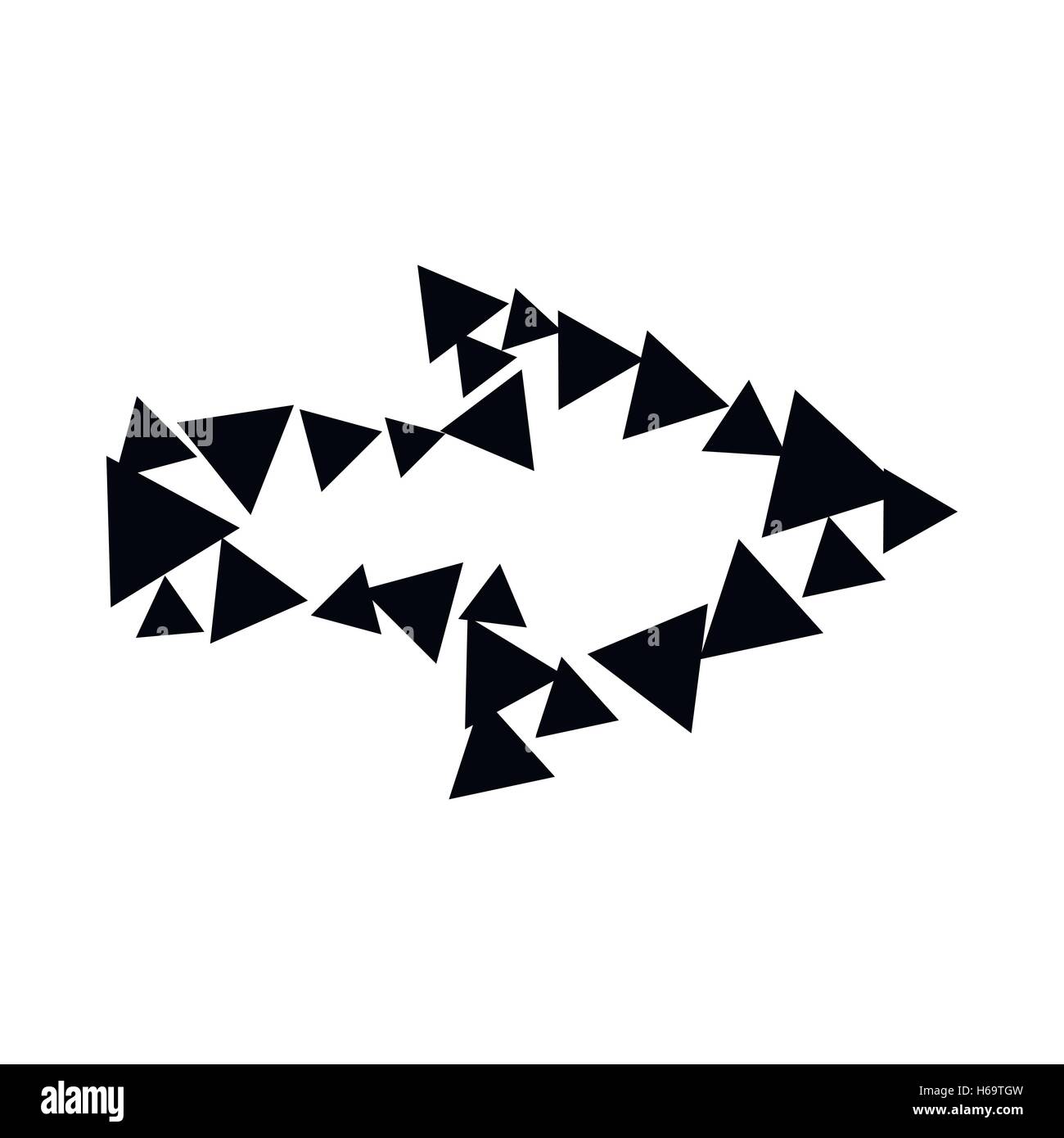 Arrow with contour of triangles icon, simple style Stock Vector Image ...