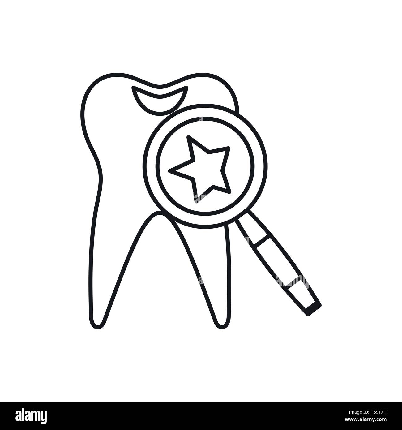 Tooth with magnifying glass icon, outline style Stock Vector Image ...