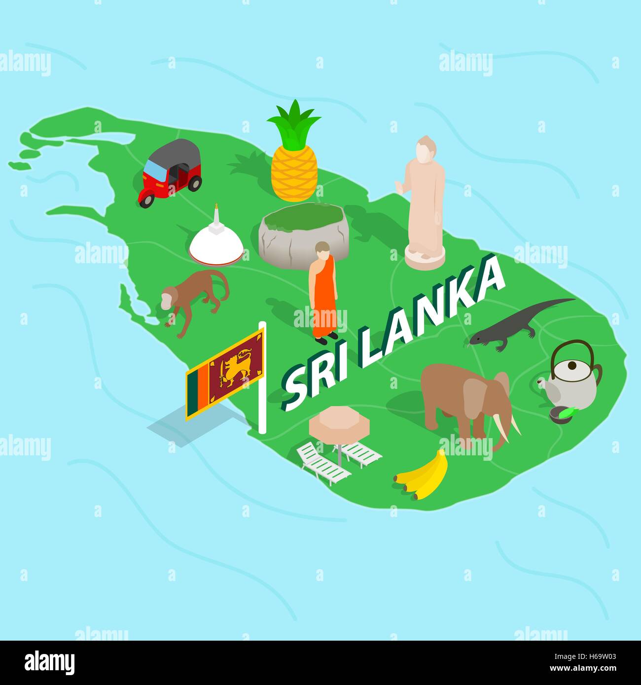 Sri Lanka Map Cartoon
