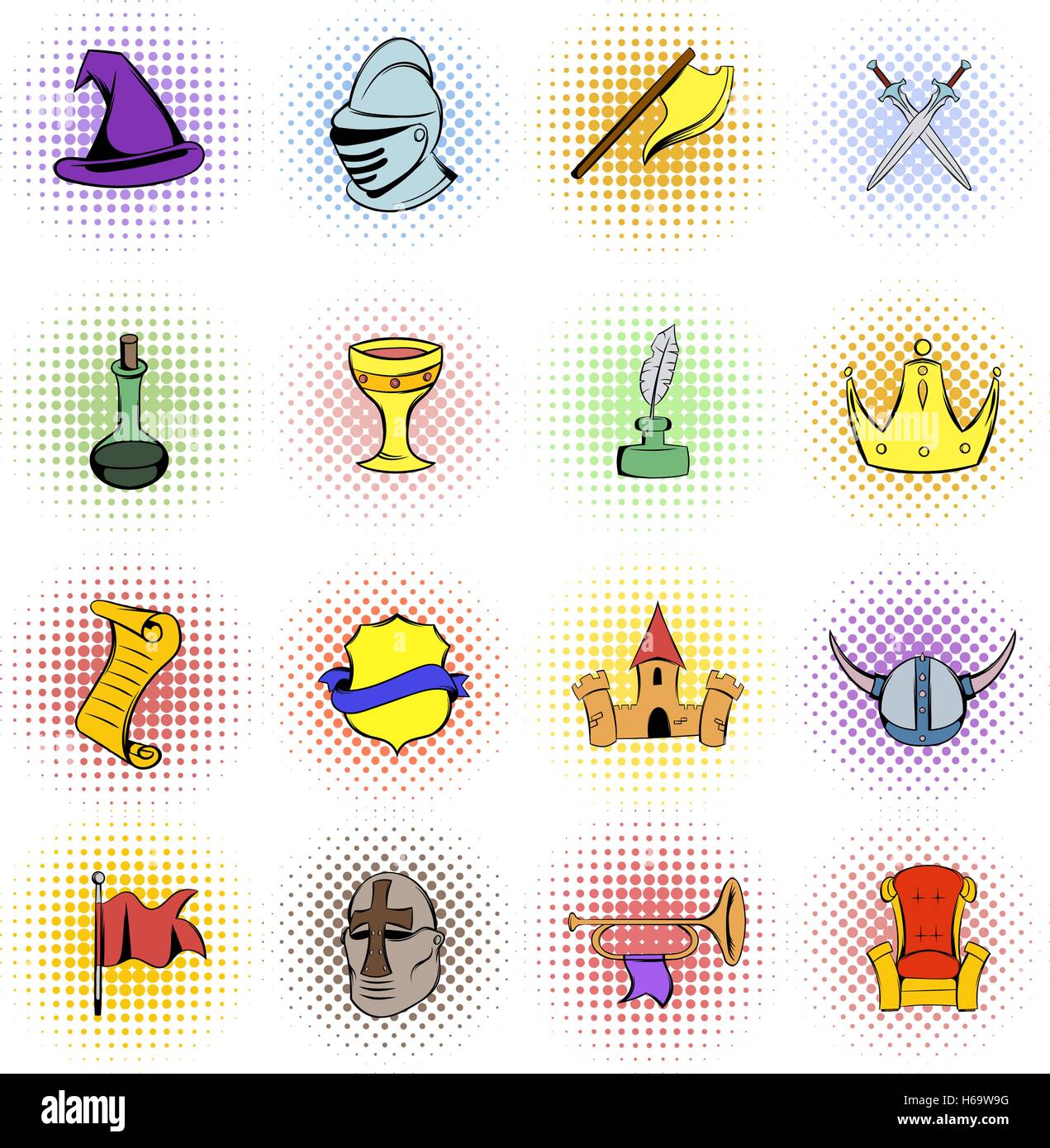Medieval comics icons set Stock Vector Image & Art - Alamy