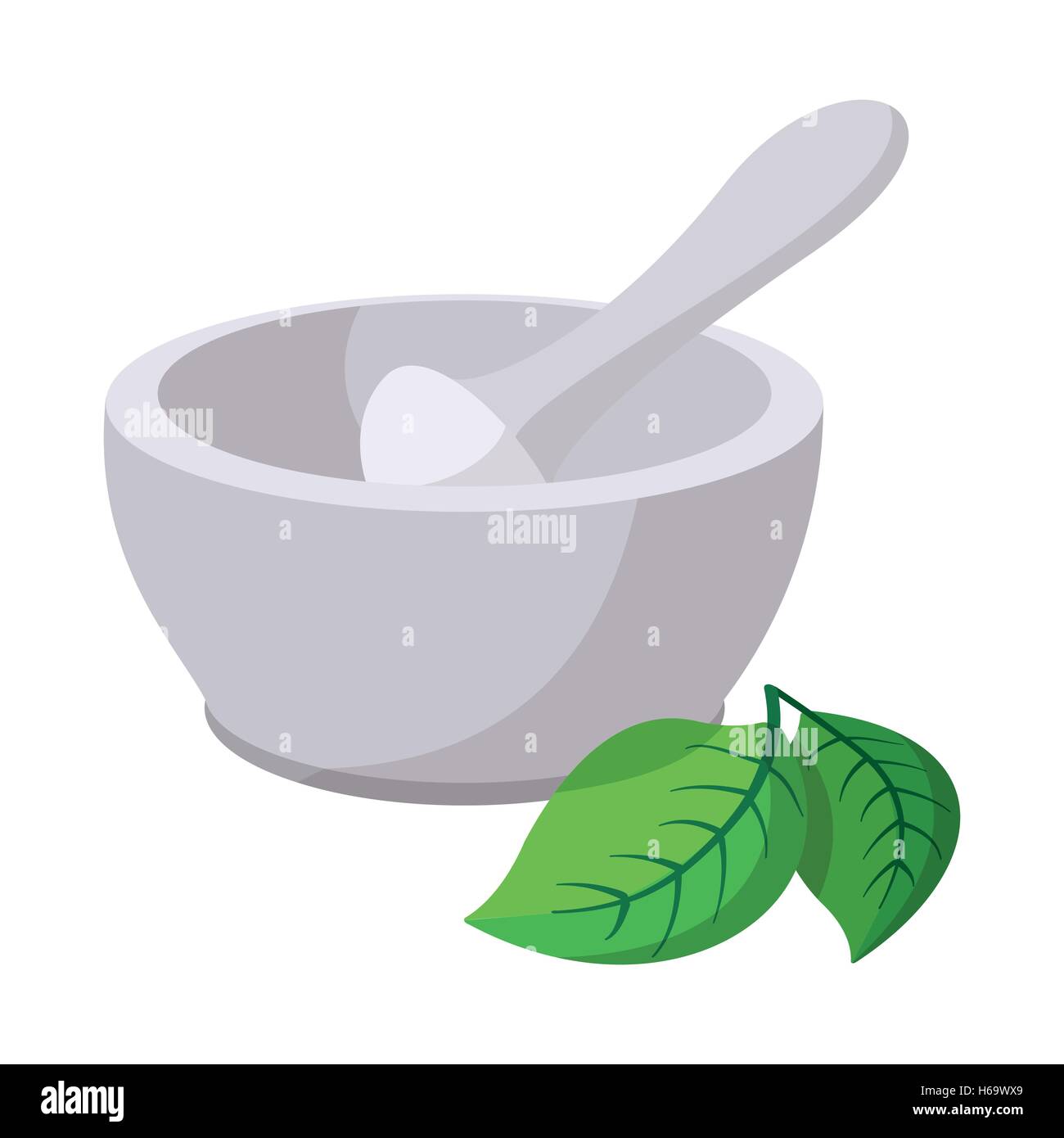 Grinding herbs bowl cartoon icon Stock Vector