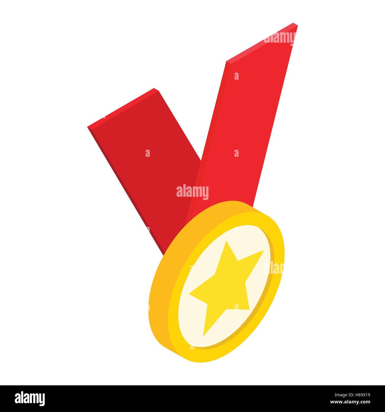 Medal with star on a red ribbon isometric 3d icon Stock Vector Image ...