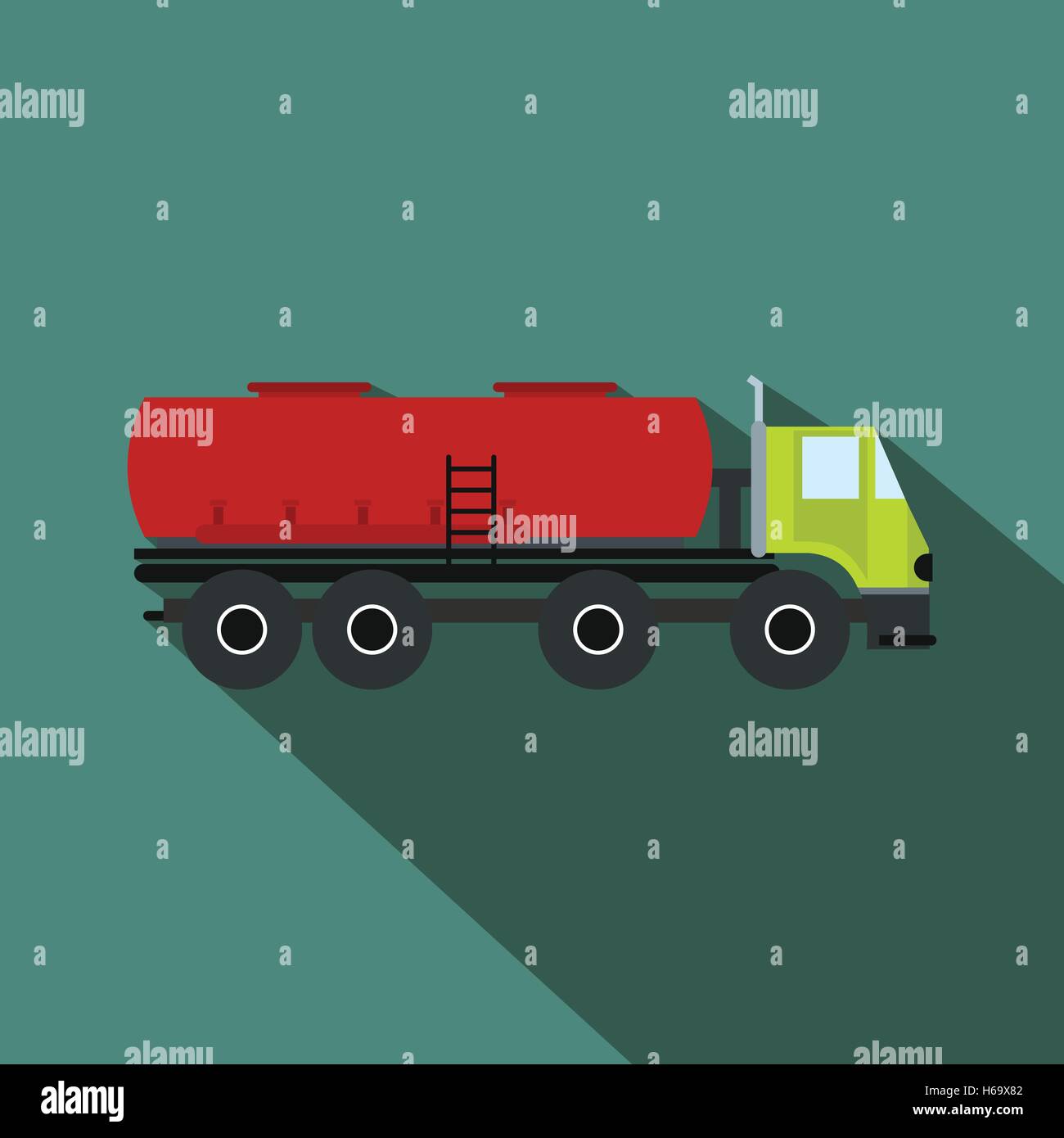 Truck with fuel tank flat icon Stock Vector