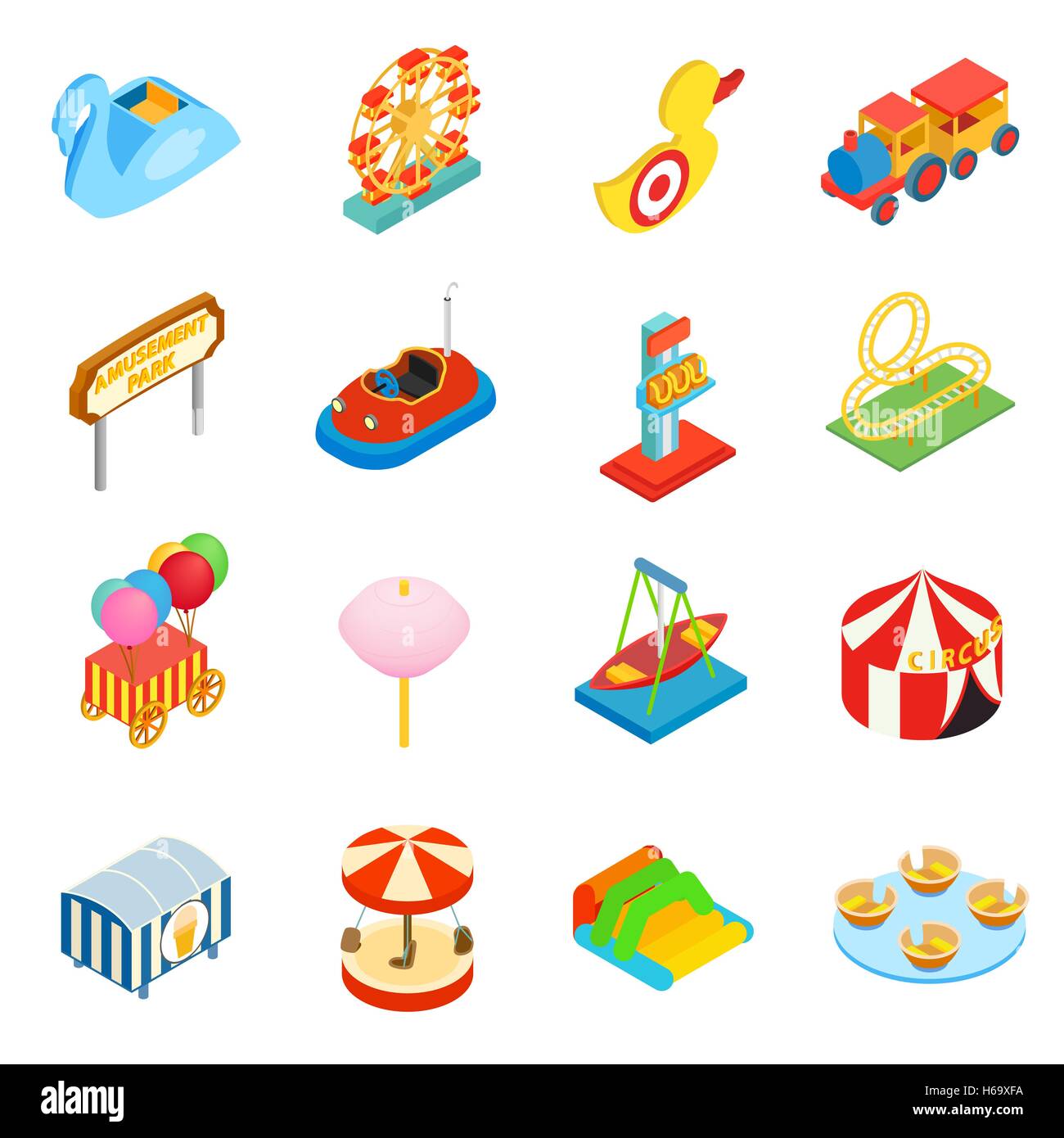 Amusement park isometric 3d icons Stock Vector Image & Art - Alamy