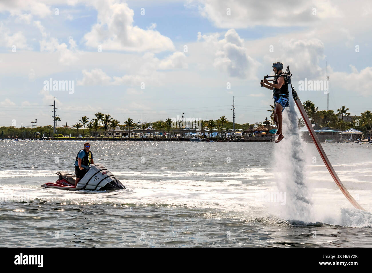Florida Keys Jetpack off Islamorada in the Florida Keys. This is flying like James Bond Stock Photo
