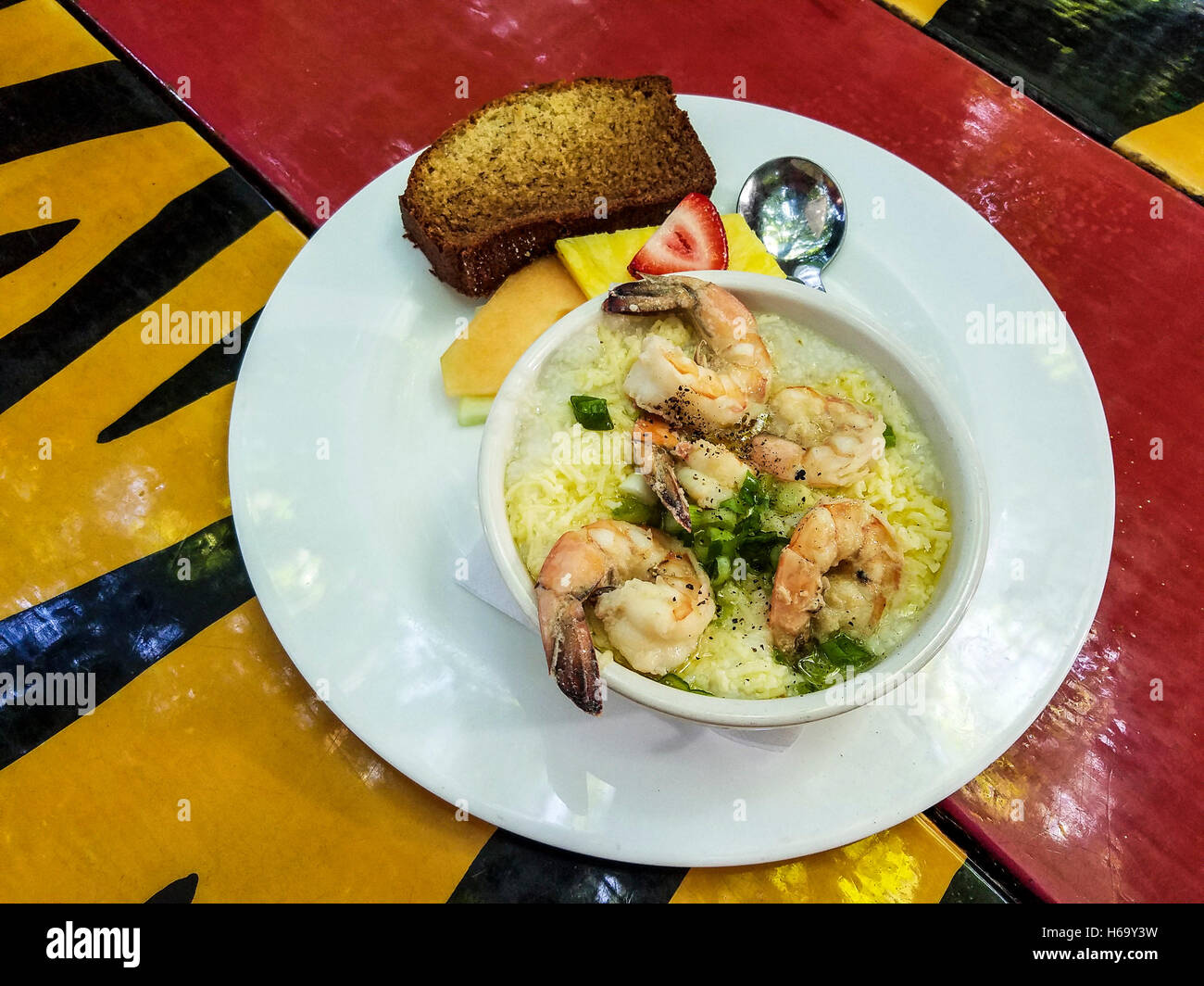 Lobster and grits at Blue Heaven cafe in Key West. Stock Photo