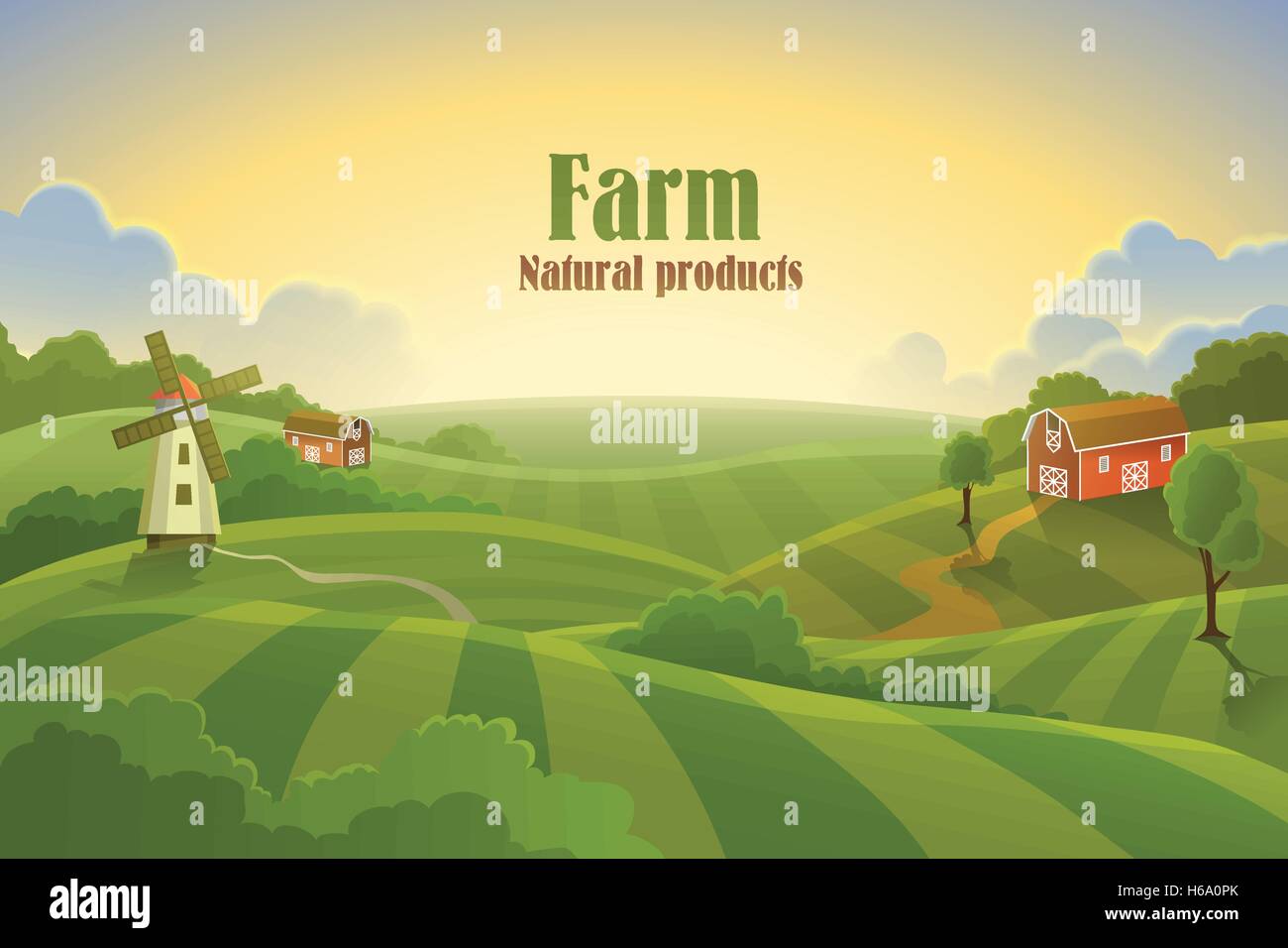Farm flat landscape Stock Vector Image & Art - Alamy