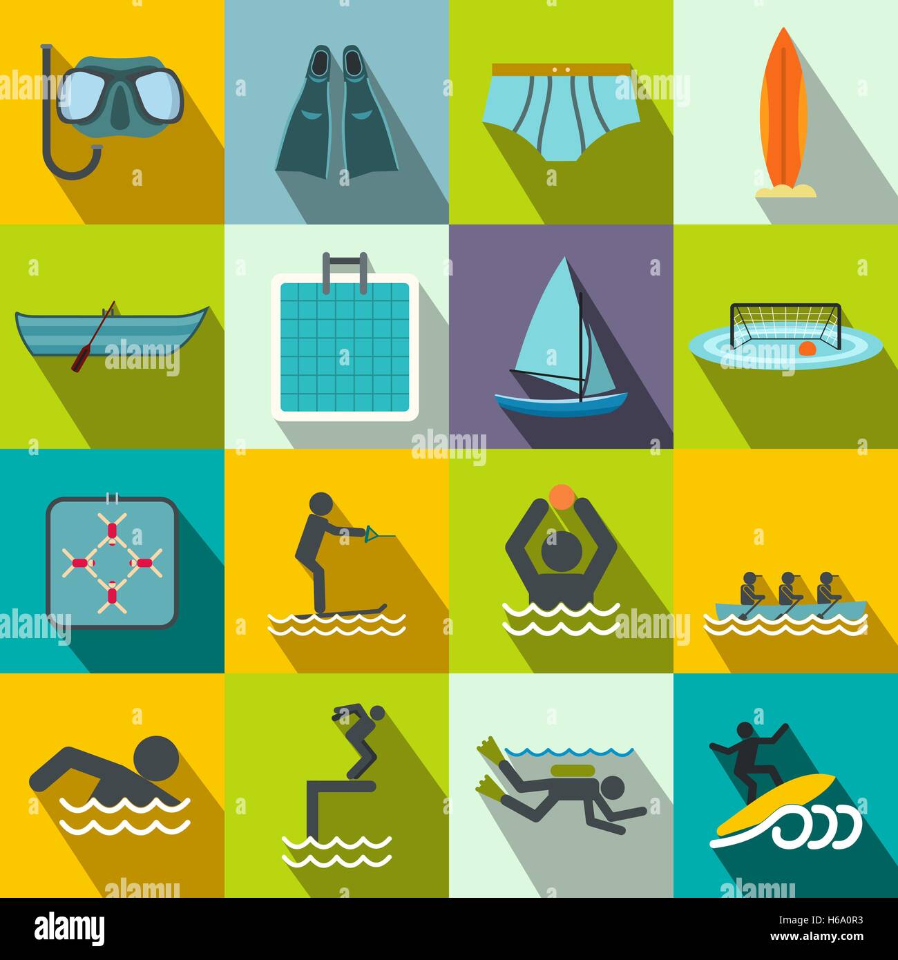 Water sport flat icons Stock Vector Image & Art - Alamy