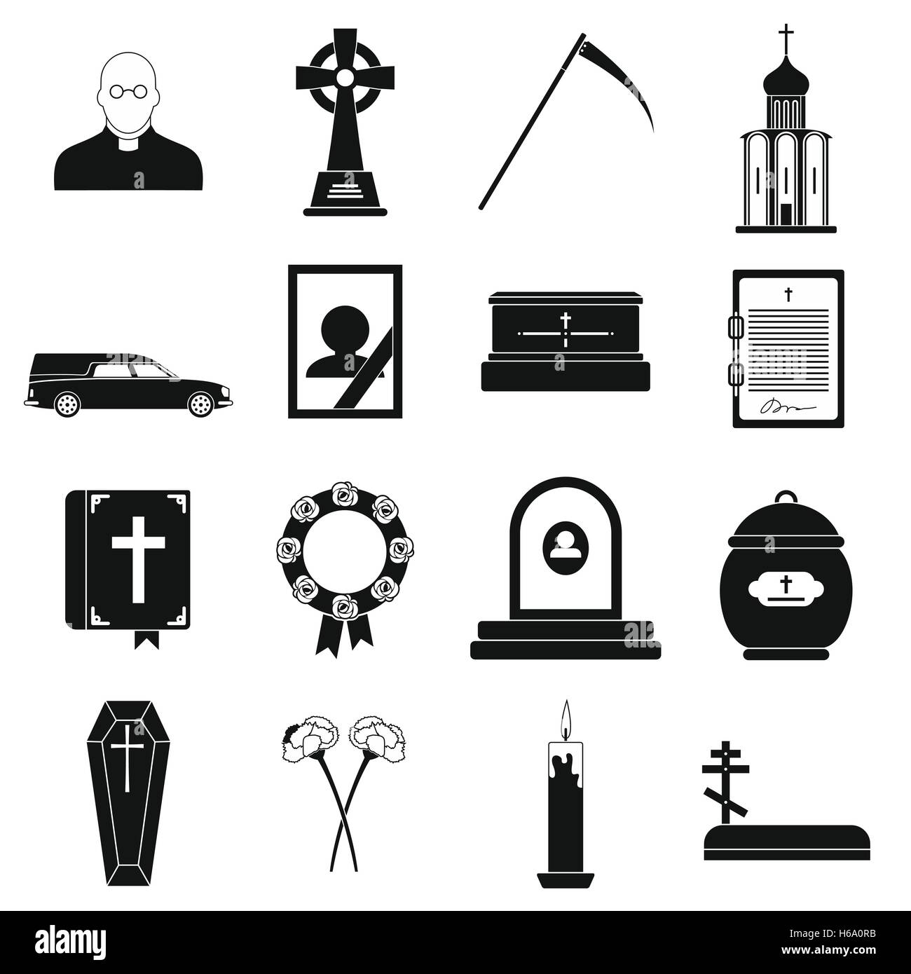 Funeral And Burial Black Simple Icons Stock Vector Art