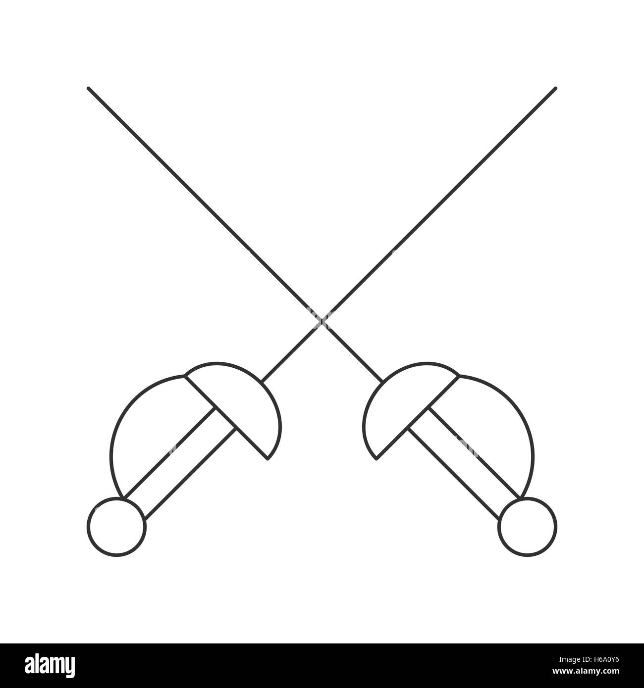 Cross swords thin line icon Stock Vector