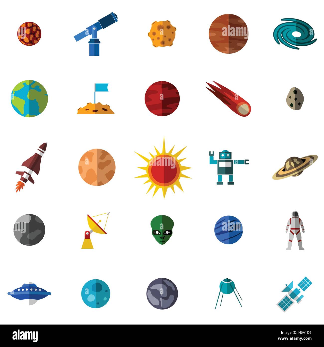 Space flat icons set Stock Vector Image & Art - Alamy