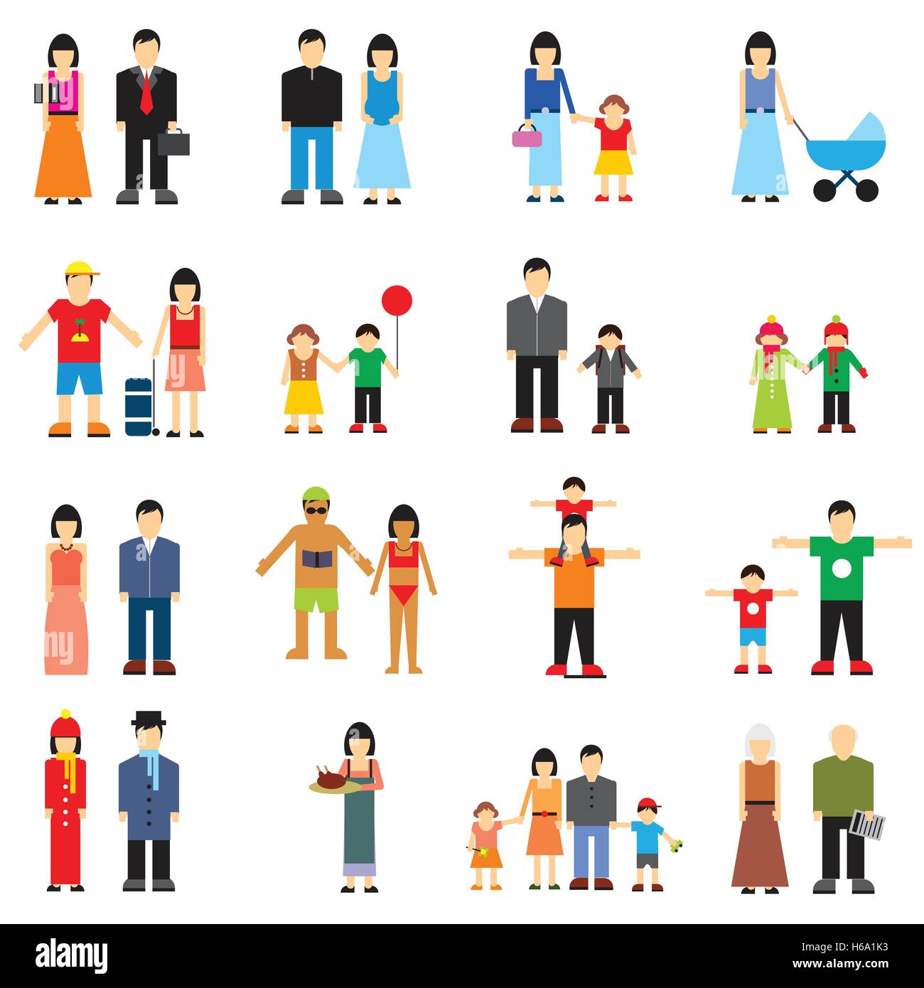 Family flat icons Stock Vector Image & Art - Alamy