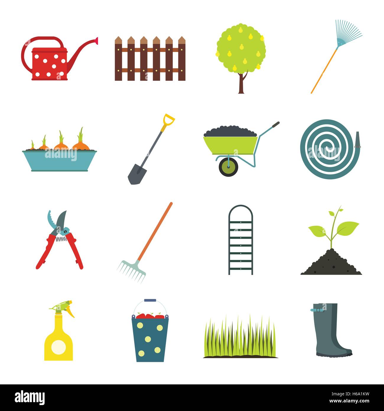 16 garden flat icons set Stock Vector Image & Art - Alamy