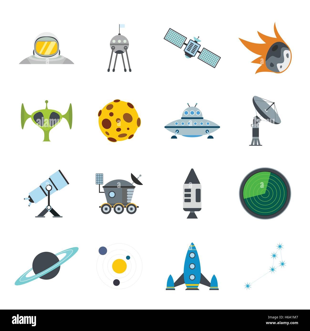 Space flat icons set Stock Vector Image & Art - Alamy