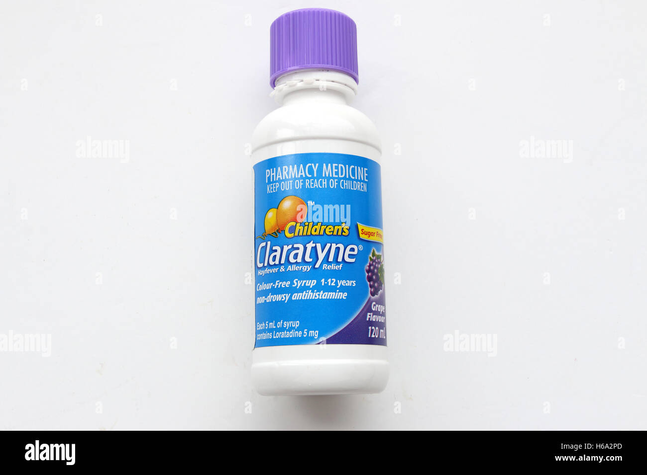 Children's Claratyne oral liquid isolated against white background Stock Photo