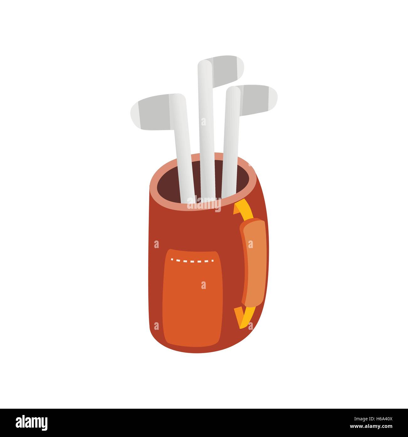 Golf clubs in a brown bag isometric 3d icon Stock Vector