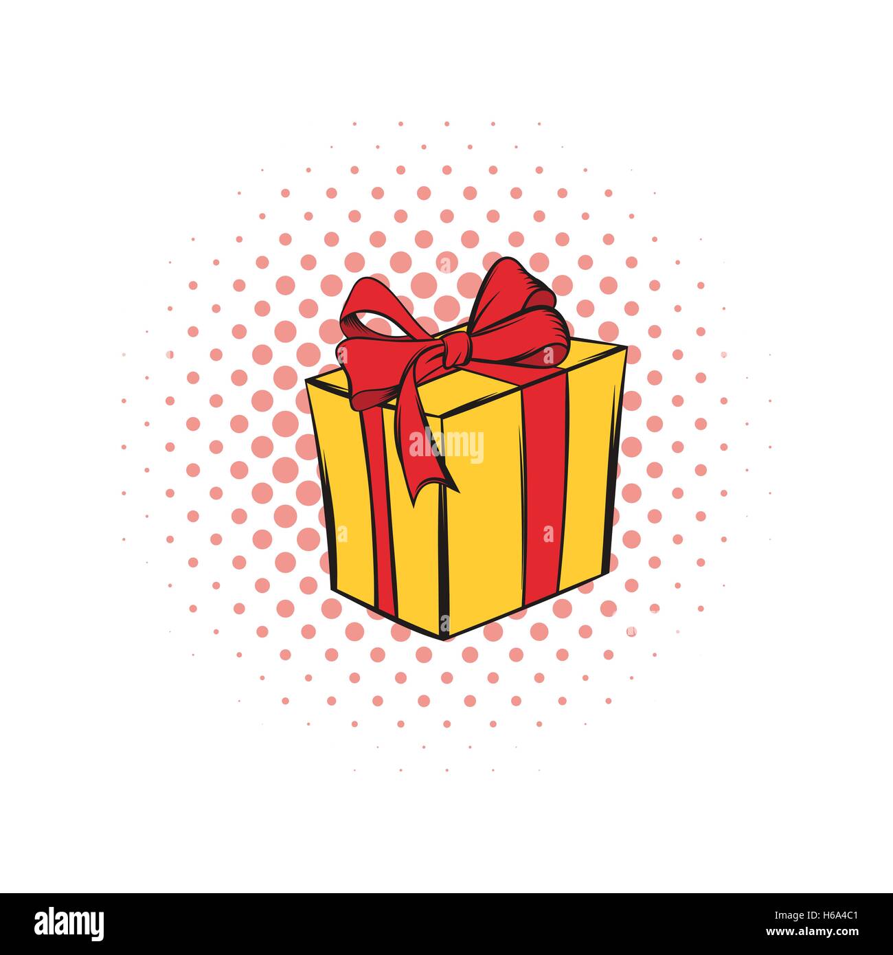 Yellow gift box with a red ribbon comics icon Stock Vector Image & Art ...